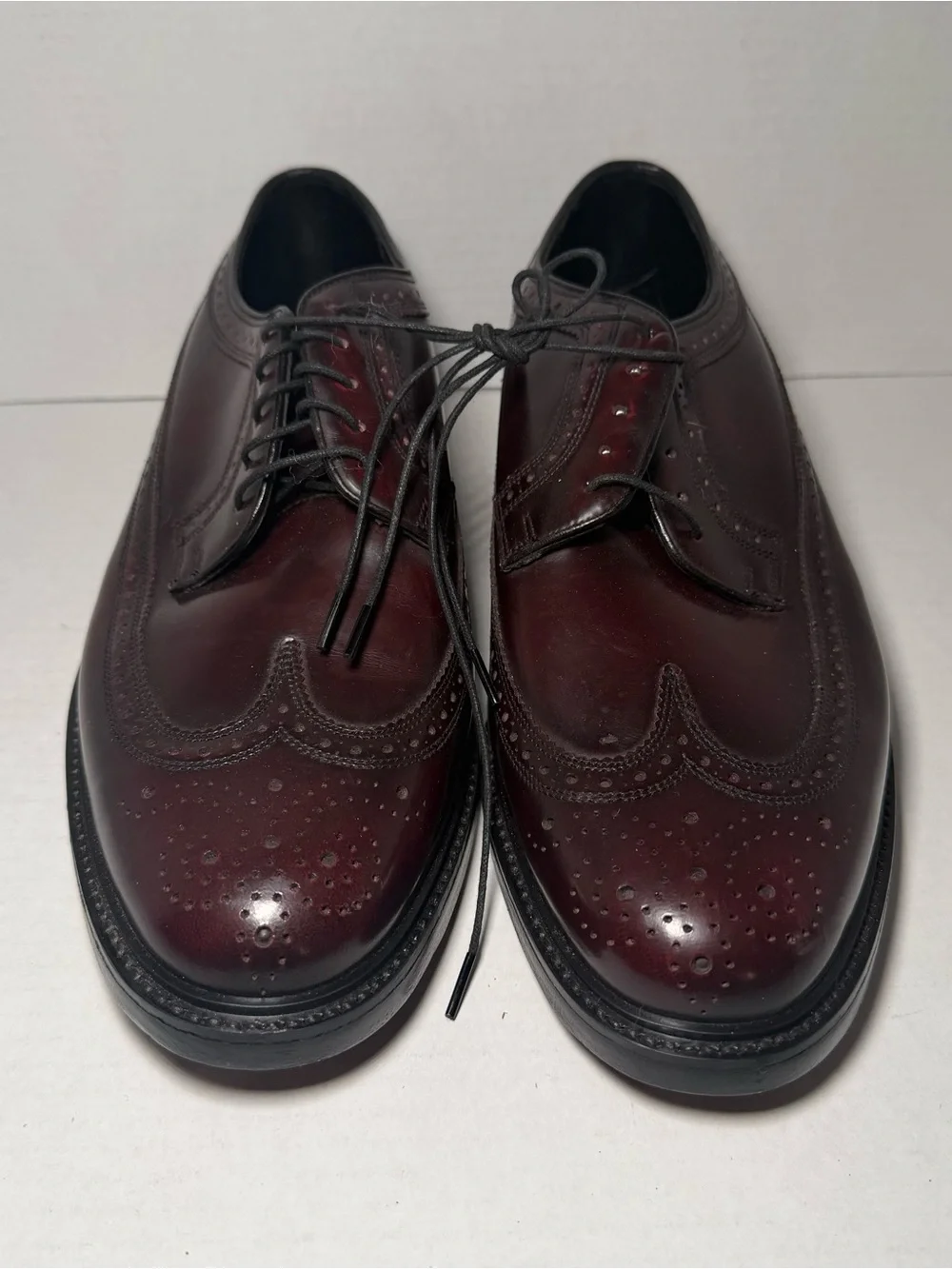 Florsheim Leather Dress Shoes Stratford Wing Tip Deep Burgundy Mens Sz 8.5